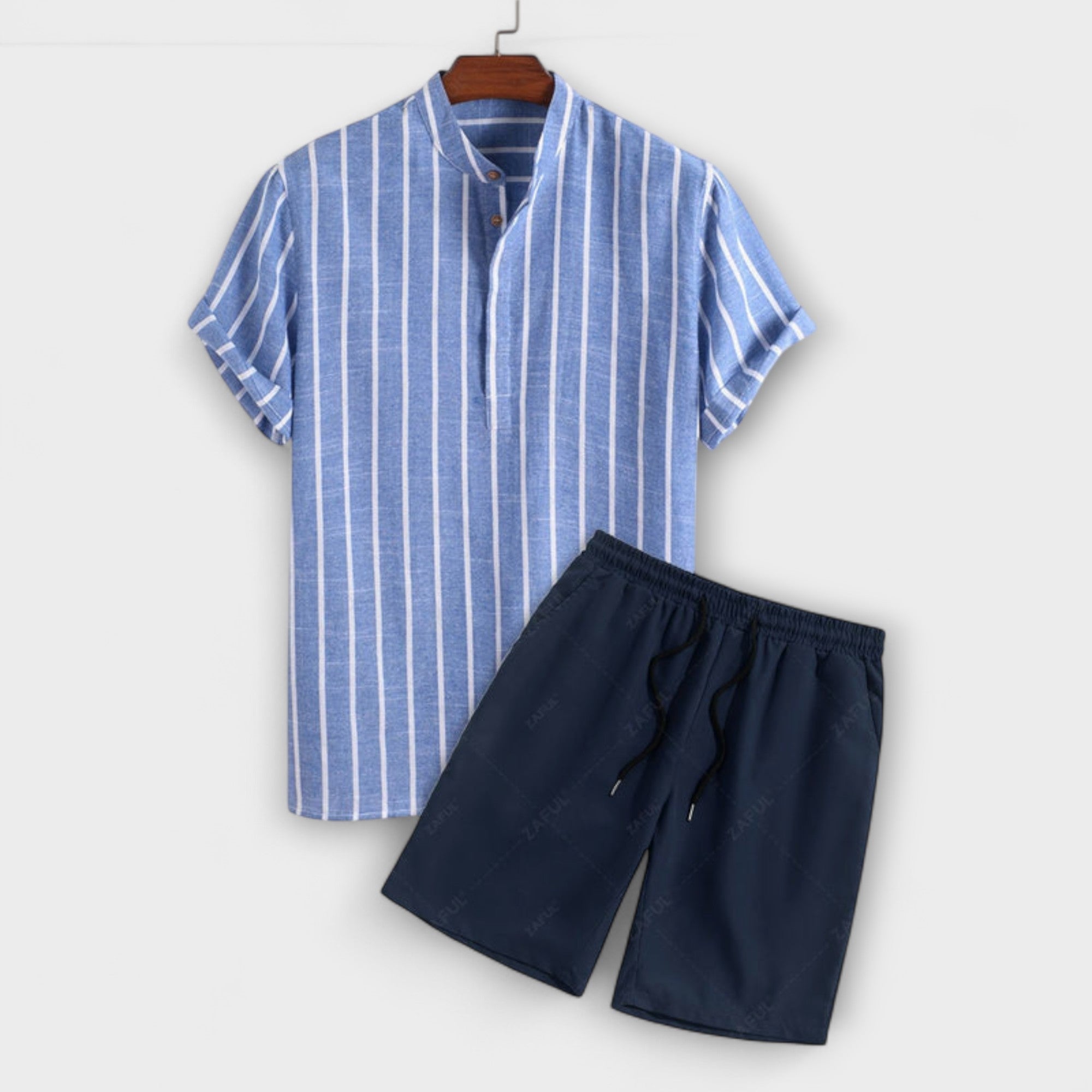 Chemise et Shorts Rayés en Lin