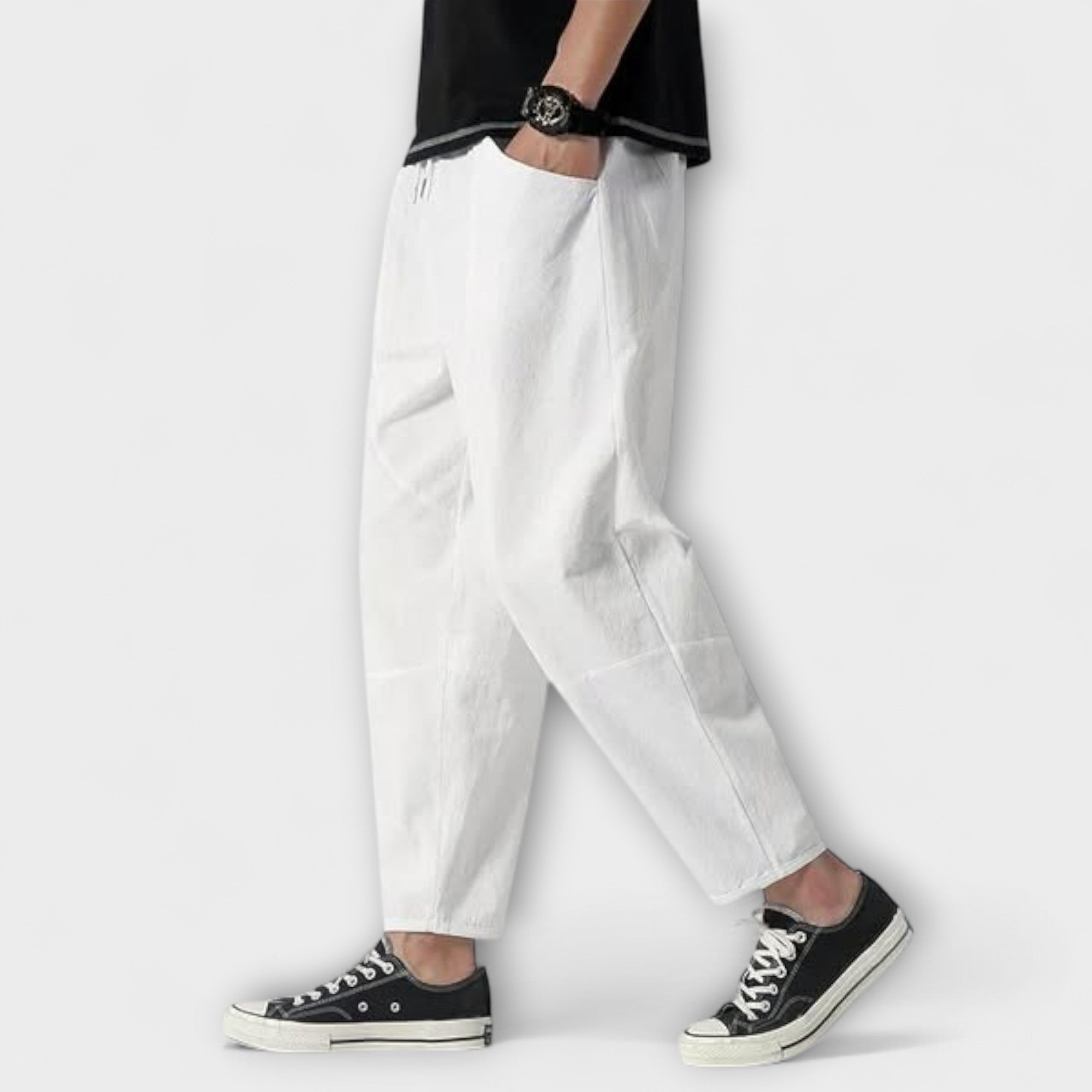 Pantalons croppés en lin