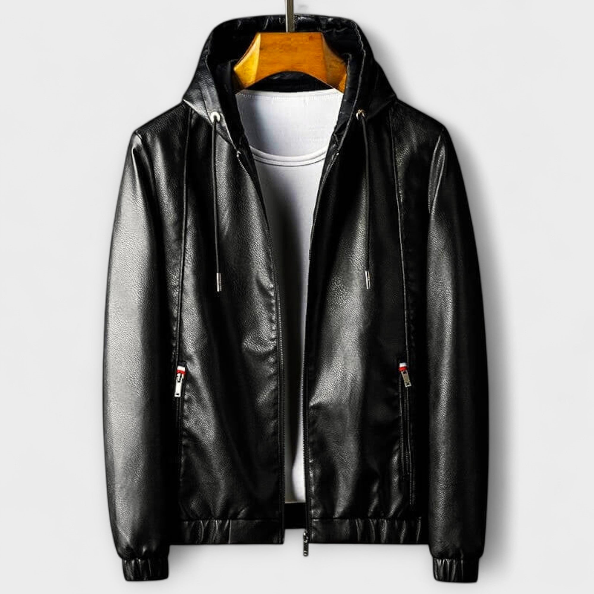 Veste en Éco-Cuir à Capuche