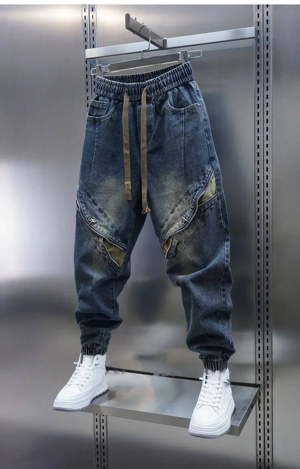 Pantalons Baggy en Denim avec Ceinture