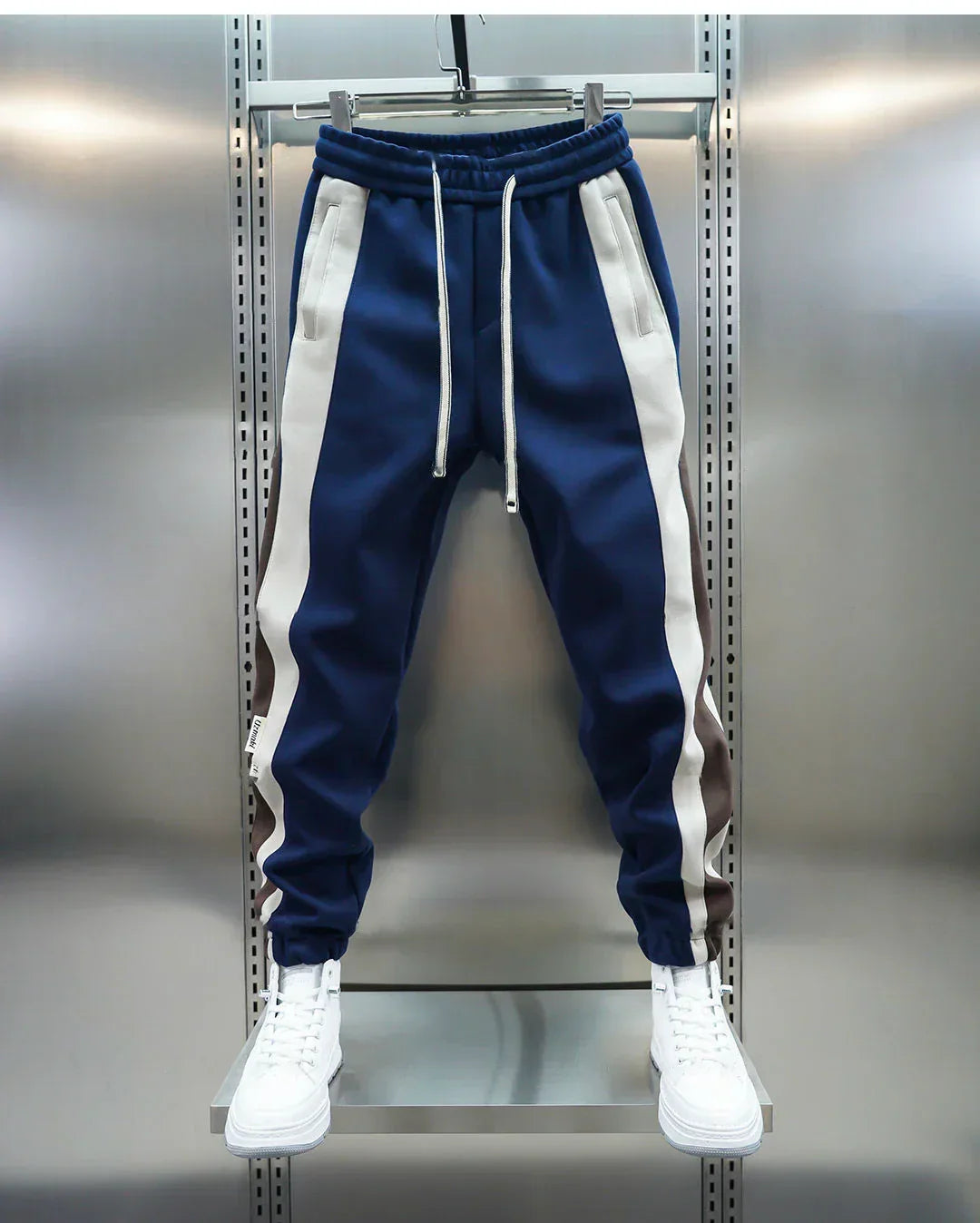 Pantalons à Tension avec Rayures Contrapositionnées