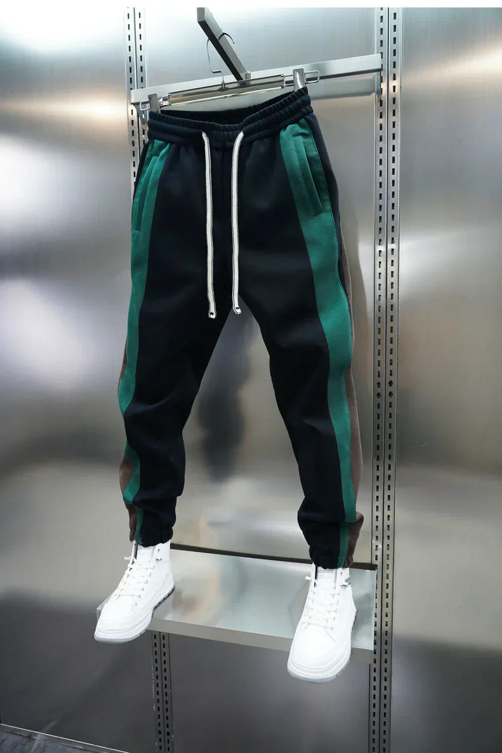 Pantalons à Tension avec Rayures Contrapositionnées