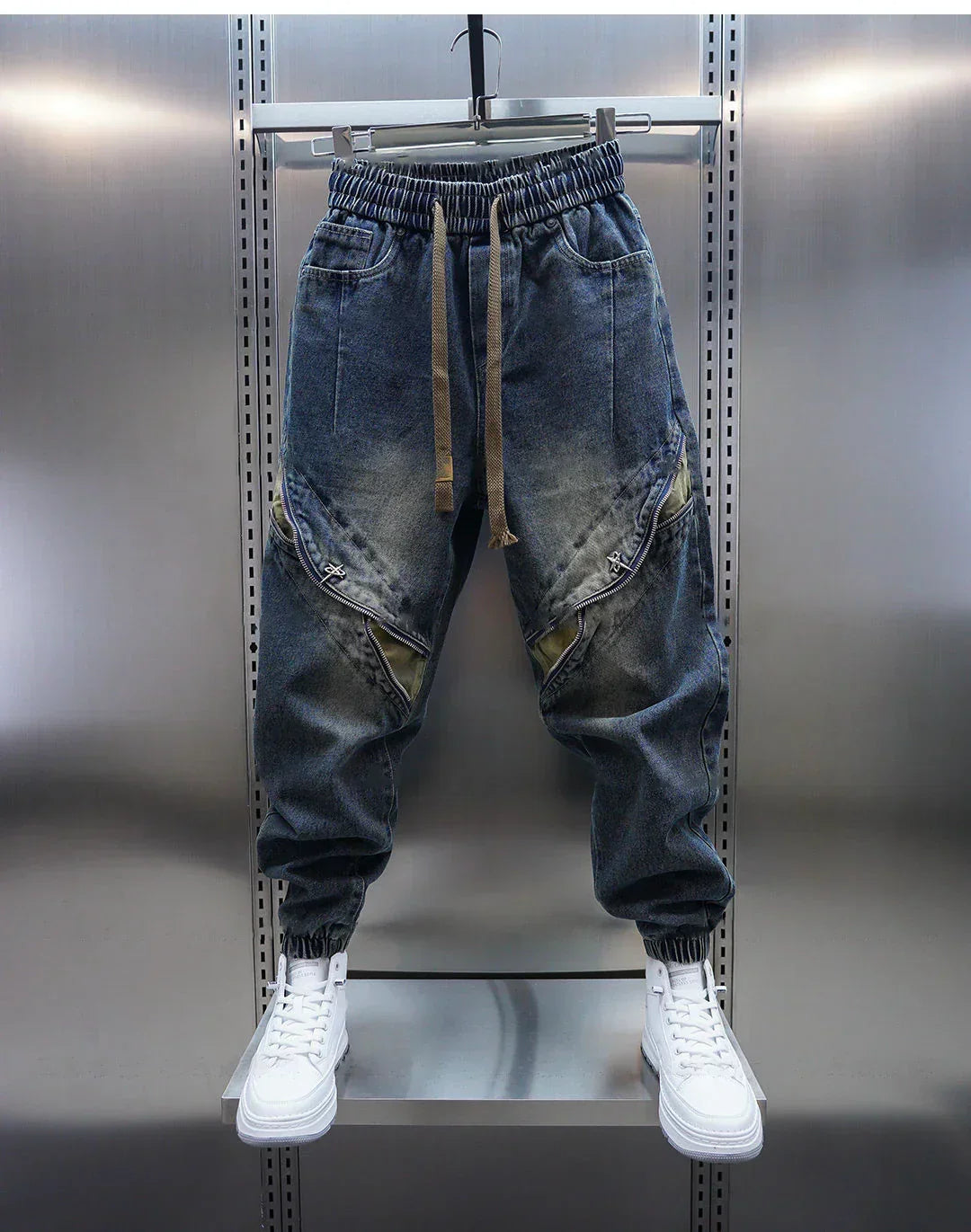Pantalons Baggy en Denim avec Ceinture