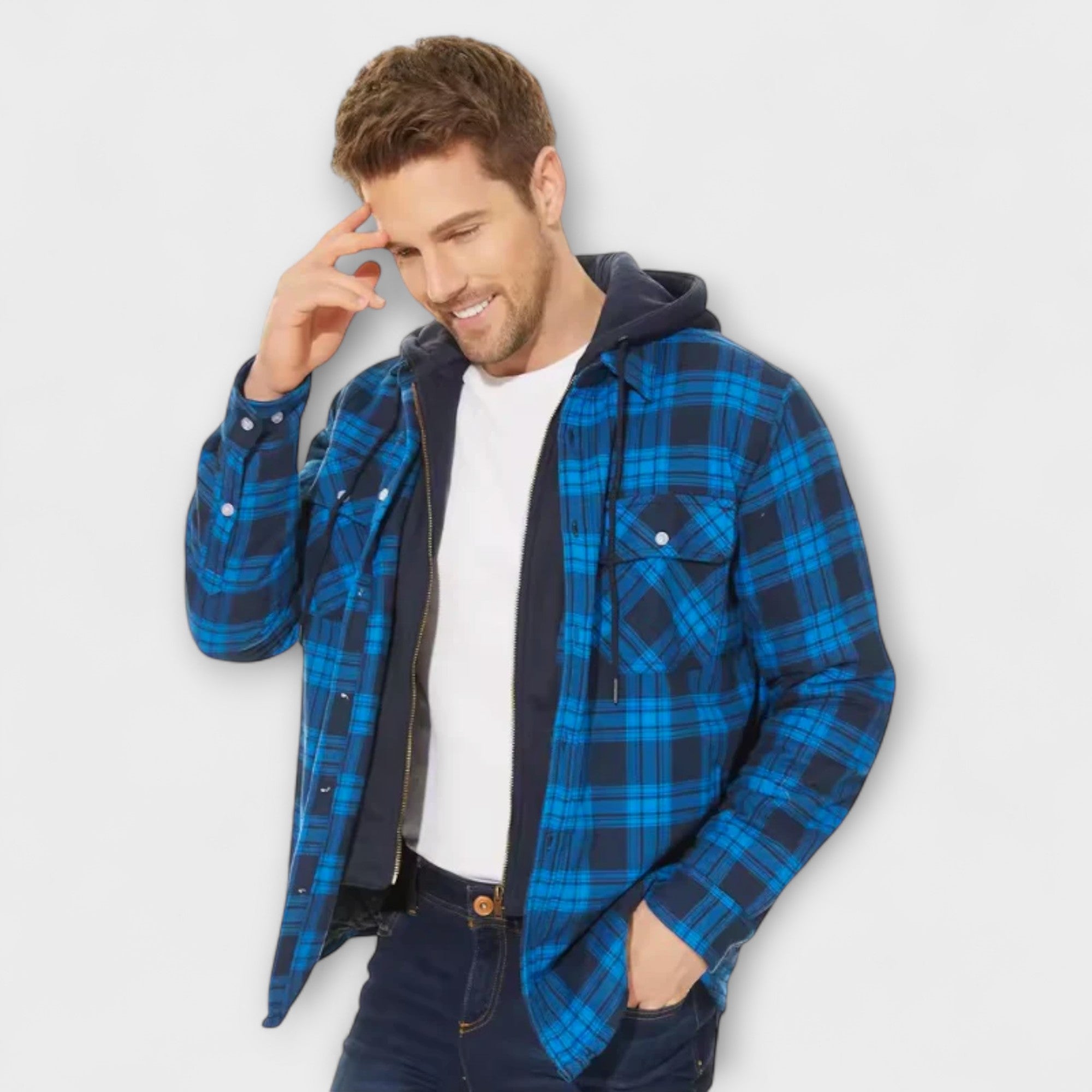 Veste à Capuche à Carreaux Classique