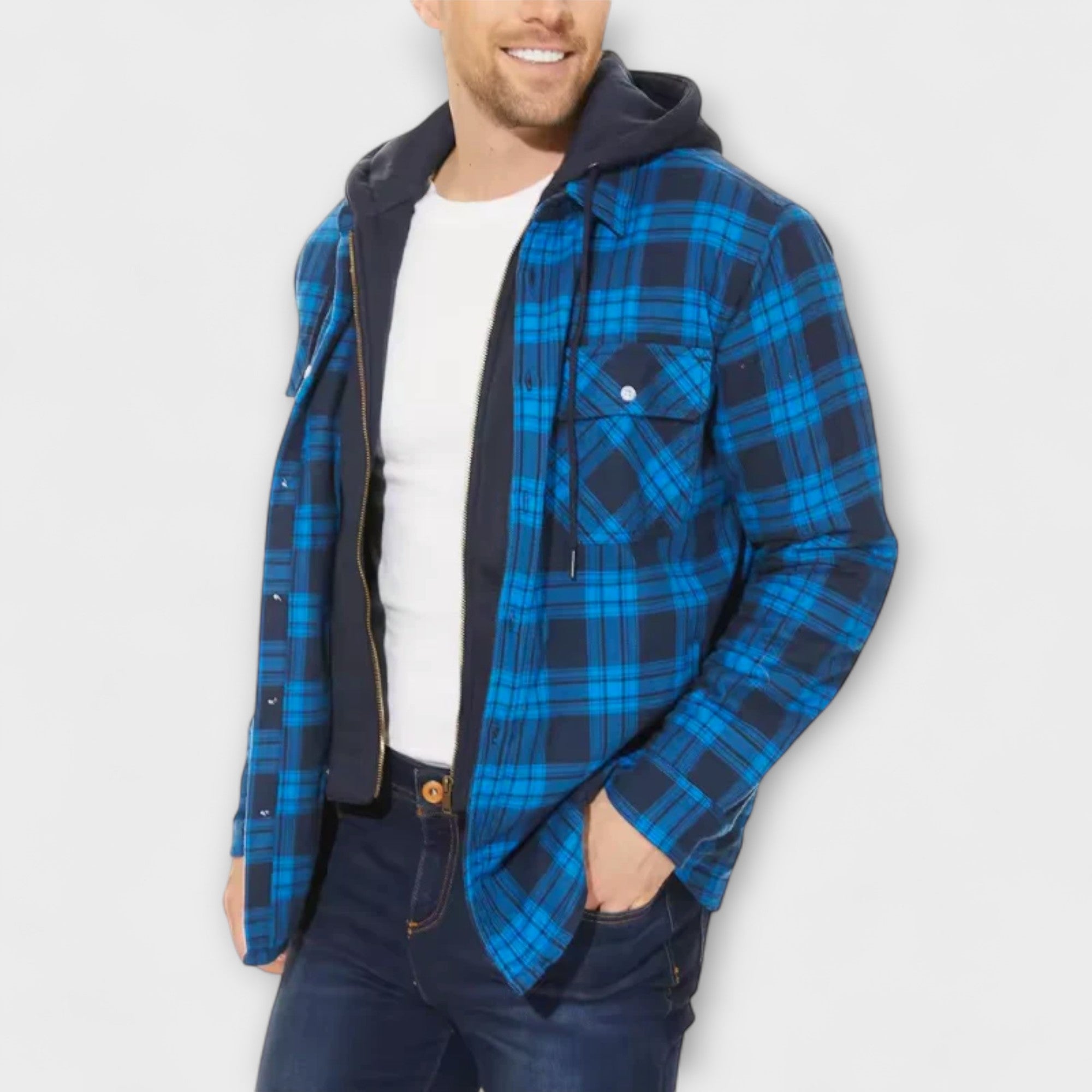 Veste à Capuche à Carreaux Classique