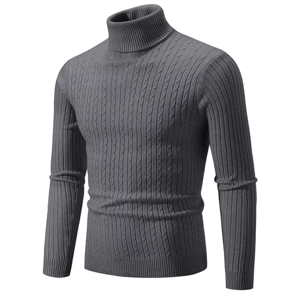 Pull Col Roulé Élégant Tricoté