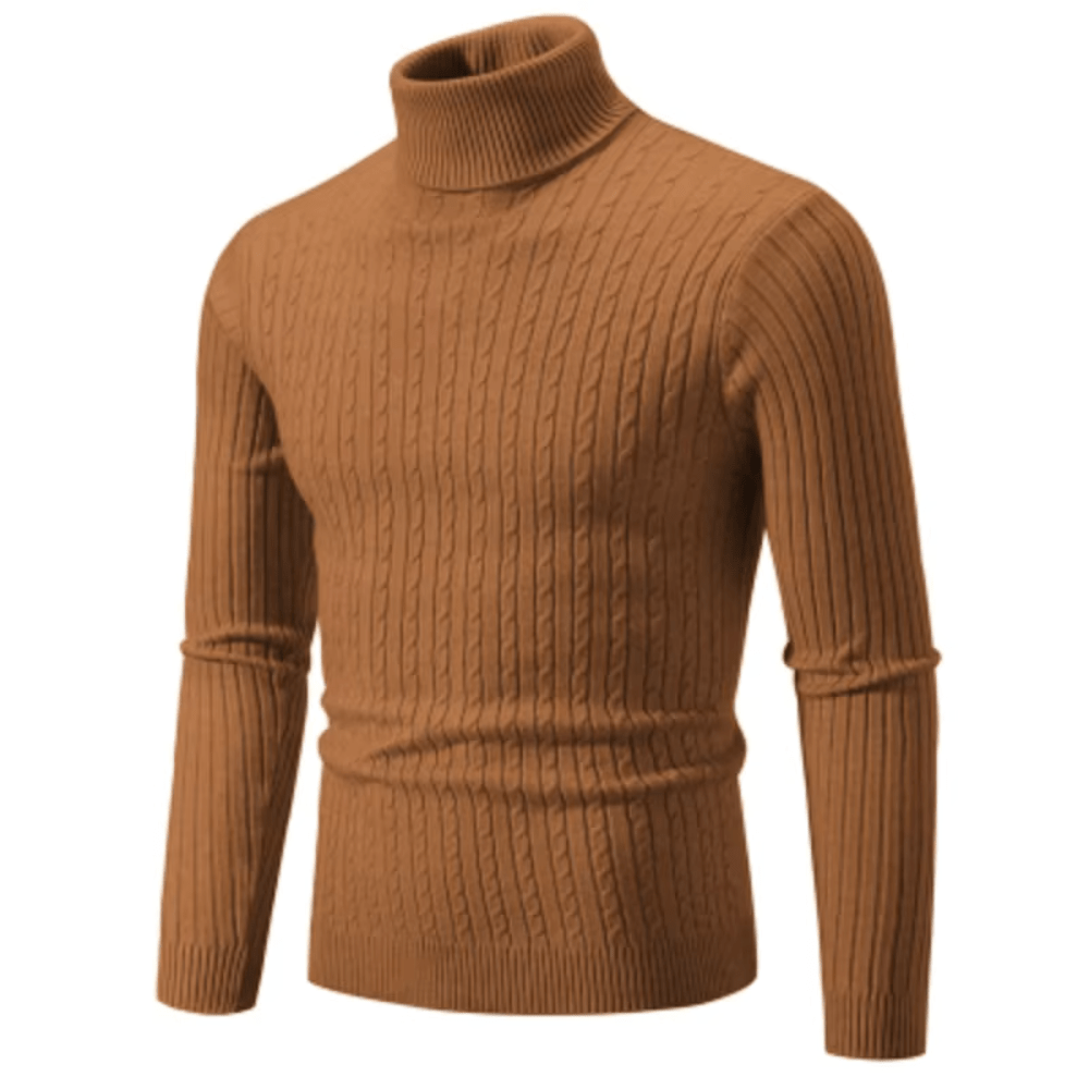 Pull Col Roulé Élégant Tricoté