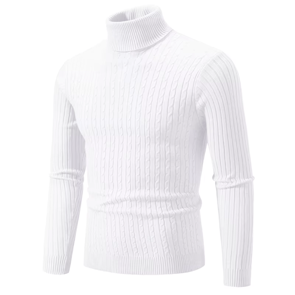 Pull Col Roulé Élégant Tricoté