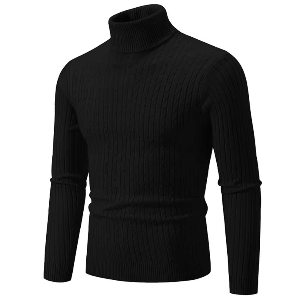 Pull Col Roulé Élégant Tricoté