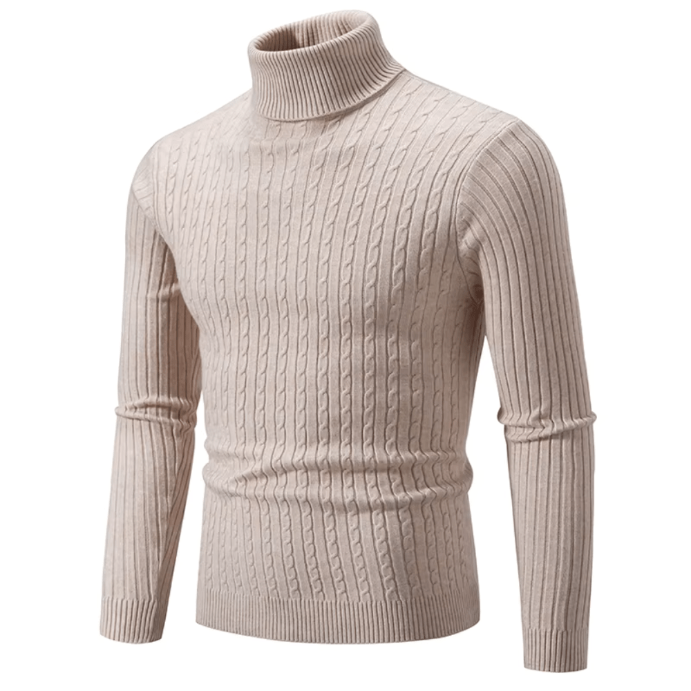 Pull Col Roulé Élégant Tricoté