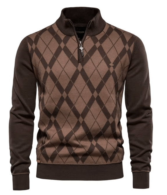 Pull pour homme à demi-zippé
